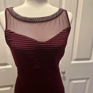 Calvin Klein Collection Deep Burgundy Elegant Mesh Dress